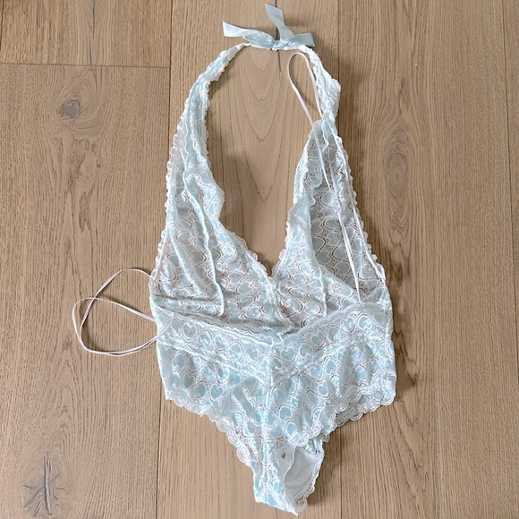 Victoria's Secret Blue & White Lace Sexy Little Things Lingerie Body Suit Small - Picture 3 of 7
